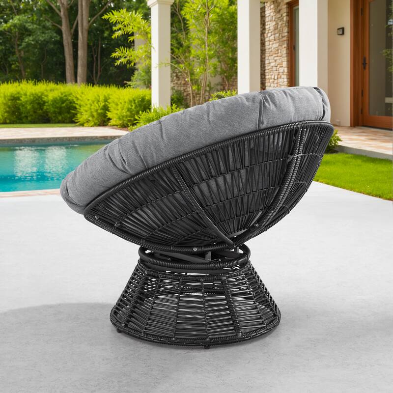 Corvus Holbaek Swivel Papasan Wicker Chair with Cushion