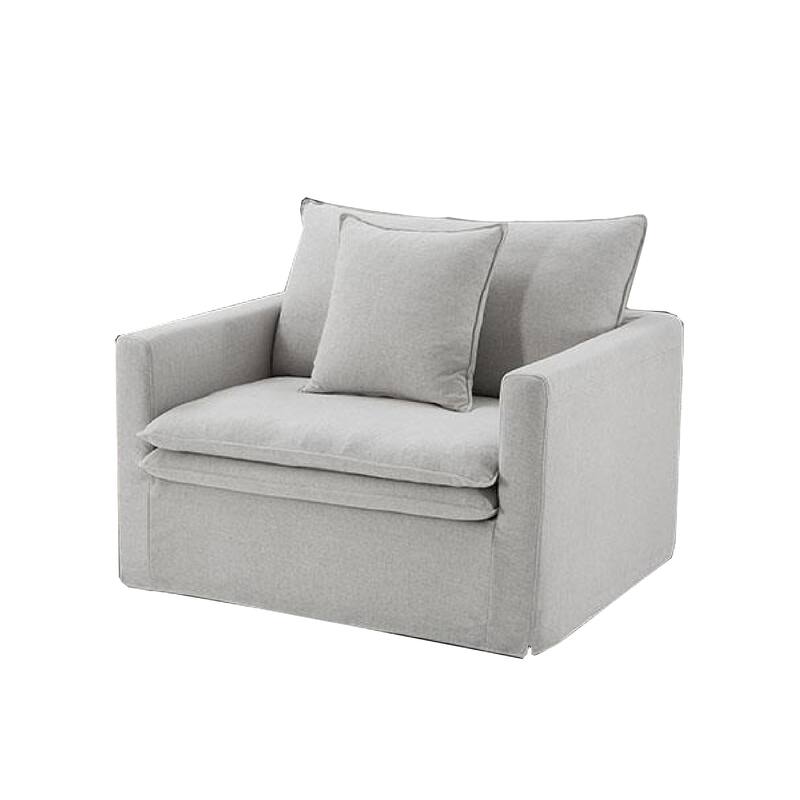 Rutu Accent Oversize Armchair, 1 Pillow, Light Gray Padded Linen
