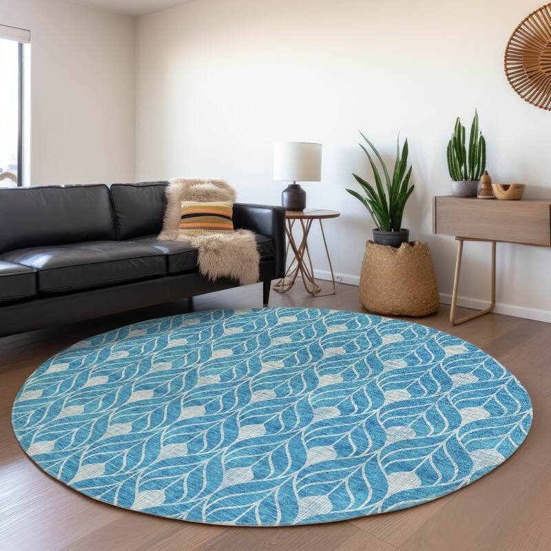 Premium Washable Super Soft Geo Teardrop Mayfield Rug - Teal - 8' x 8'