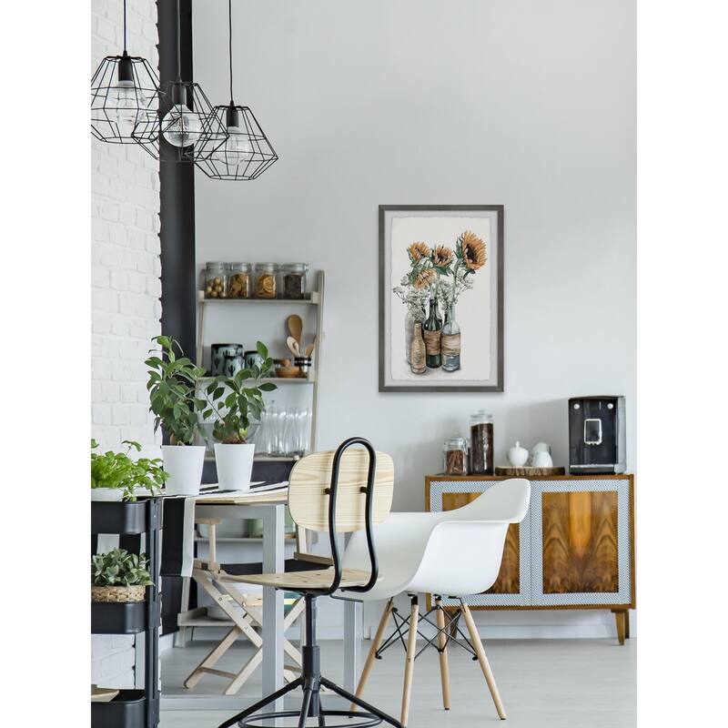 Sunflower Centerpiece Painting Print - Framed Wall Art for Home Decor - Vibrant Floral Artwork