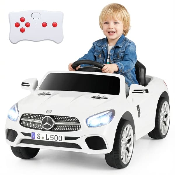 slide 2 of 20, Gymax Licensed Mercedes-Benz SL R231 Kids Ride on Car 12V Electric White