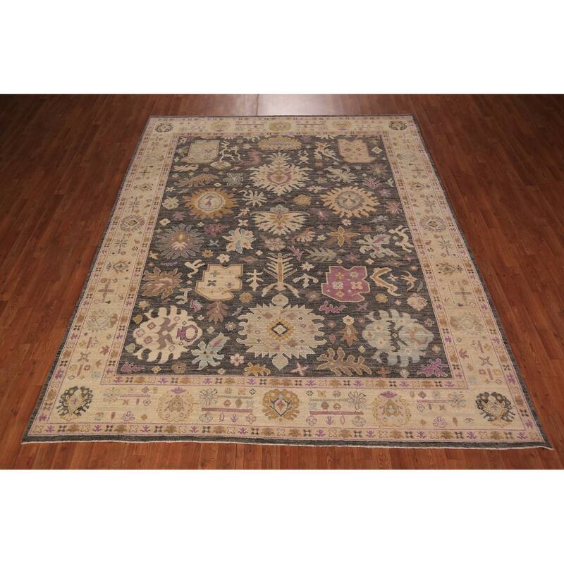 Vegetable Dye Grey Oushak Turkish Area Rug Hand-Knotted Wool Carpet - 8'0" x 9'9"