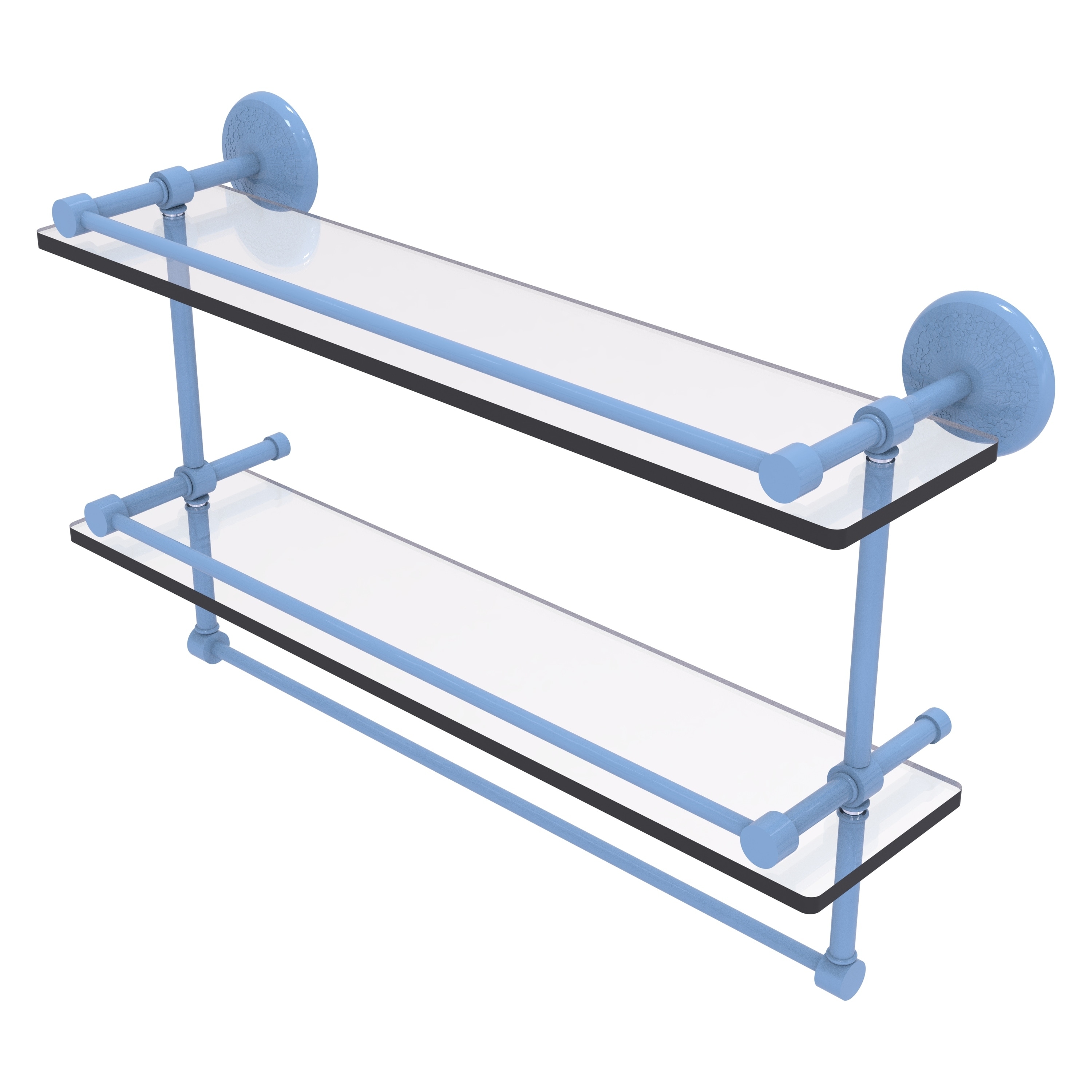 Allied Brass Monte Carlo Collection 16 Inch Gallery Double Glass Shelf with Towel Bar