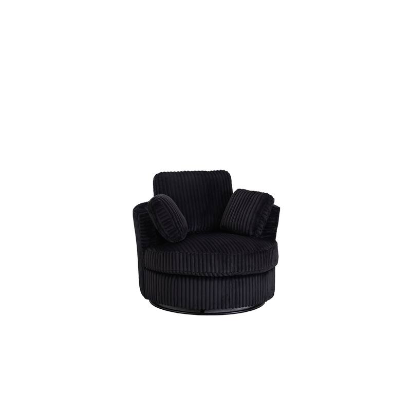 Corduroy 360° Swivel Barrel Chair with 4 Pillows and 400lb Weight Capacity