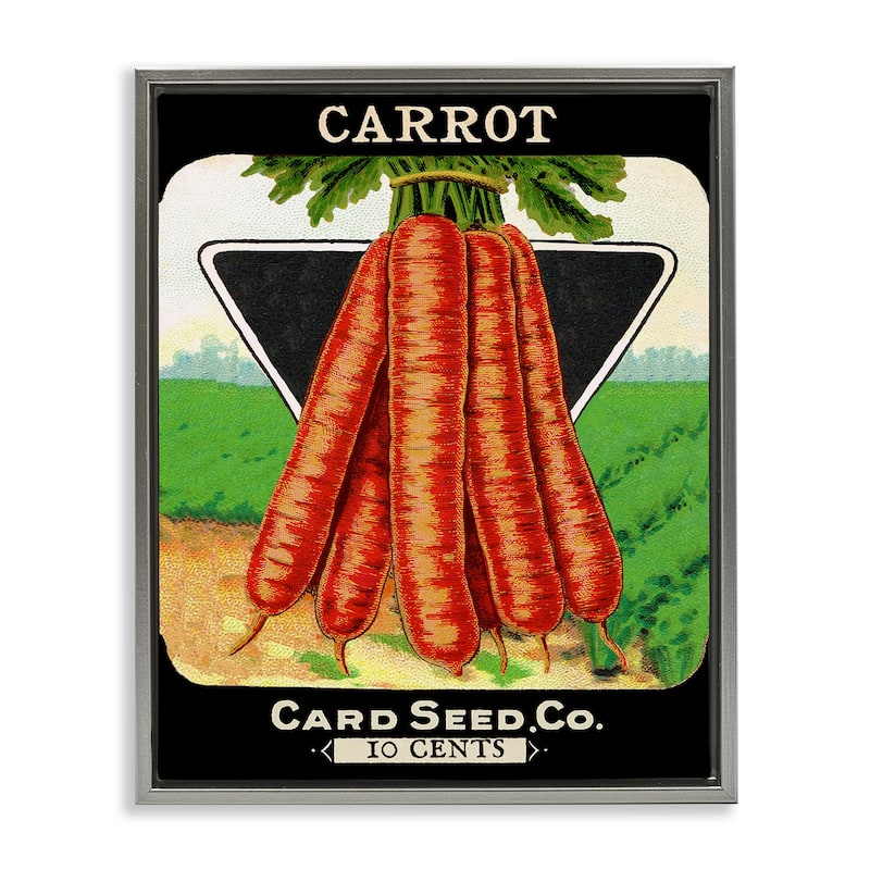 Stupell Vintage Gardening Carrots Framed Floater Canvas Wall Art Design By Lil' Rue - 25 x 31 - Grey