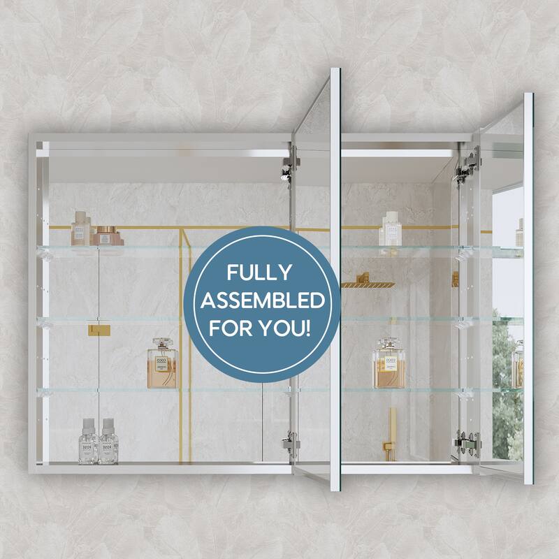 40''W X 30''H Recessed Or Surface Wall Mount Bathroom Medicine Cabinet With Adjustable Glass Shelves