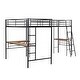 preview thumbnail 4 of 7, Twin Size L-Shaped Metal Loft Bed with Two Built-in Desks and Ladder , Black