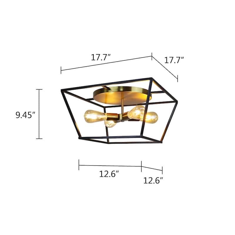 Farmhouse 4-light Two-Toned Flush Mount Fixture - Two Toned