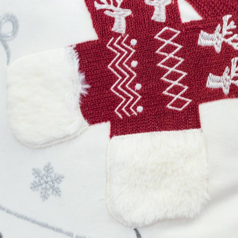 Christmas Throw Pillow - 20x20" Square Cotton Cushion with Red Knit Hat Design and Insert