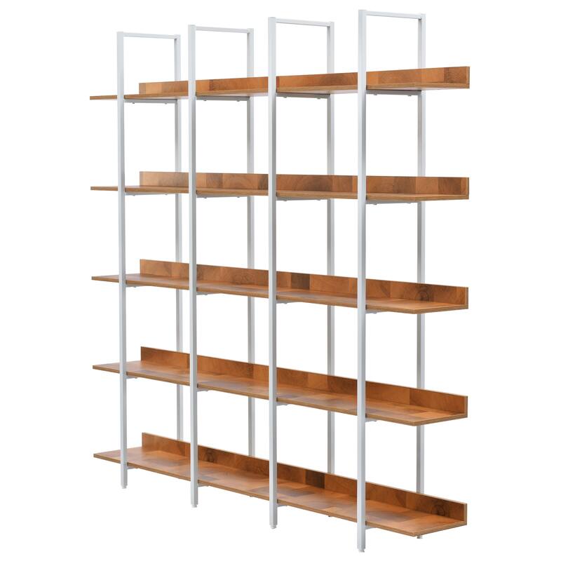 5 Tier Bookshelf Office Bookshelf Metal Frame MDF Board