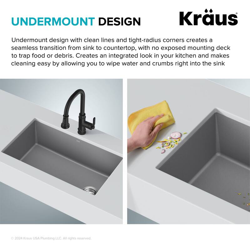 KRAUS Forteza Granite 32 inch 1-Bowl Undermount Kitchen Sink