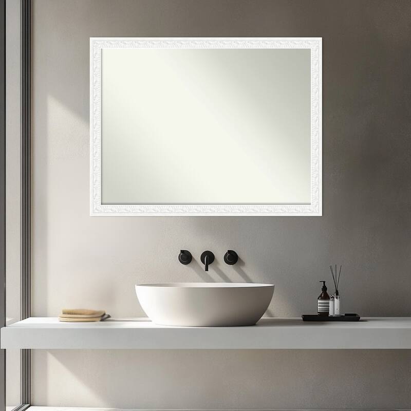 Bethany Non-Beveled Wood Framed Bathroom Vanity Wall Mirror
