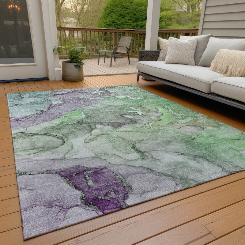 Machine Washable Indoor/ Outdoor Chantille Watercolor Rug