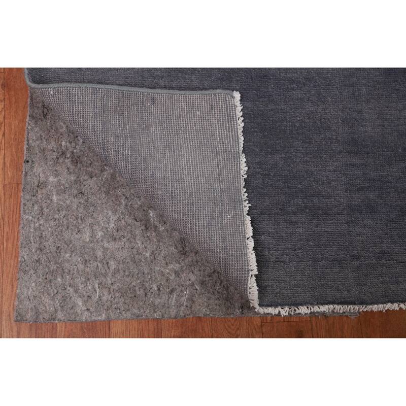 Hand Knotted Oriental 100% Wool Carpet Modern Solid Greys & Charcoal Gabbeh Area Rug - 13' 10'' X 9' 11''