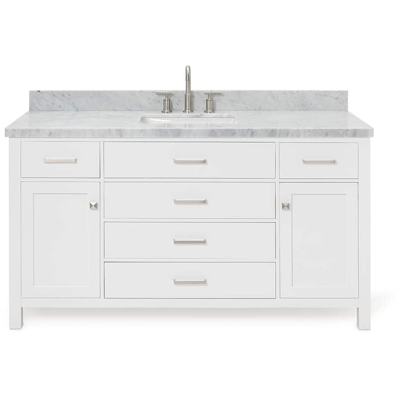 Ariel H061SCWRVO Bristol 61" Free Standing Single Rectangular Basin - White - Colored