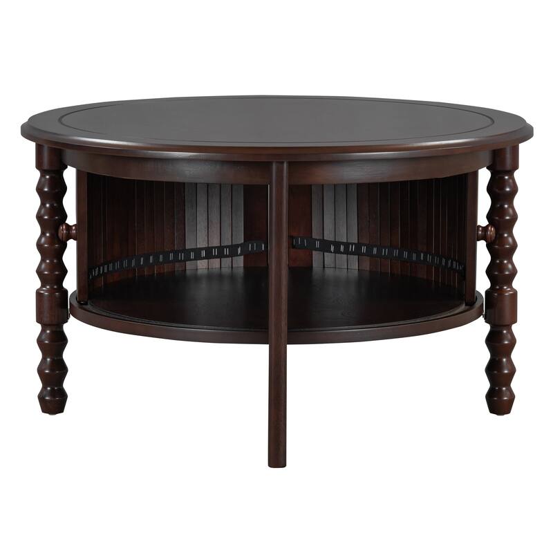 Vintage Round Coffee Table with Storage
