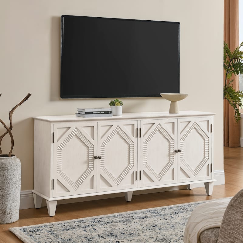 65.2"Sideboard Buffet Cabinet with Storage,Symmetrical Geometric Accent Storage Cabinet,Large Console Table
