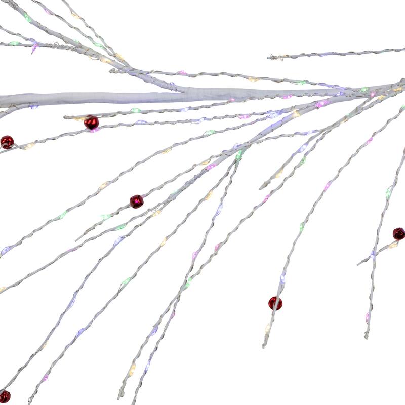 6' x 6" White Christmas Garland Red Jingle Bells, Multi-Color Lights