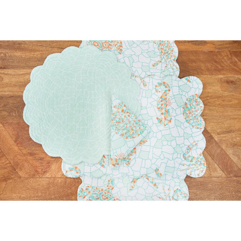 Grand Turks Cotton Quilted Round Reversible Placemat Set of 6 - Set of 6