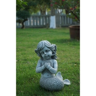 12 75 Gray Kneeling Mermaid Holding Shell Garden Statue Overstock 29903289
