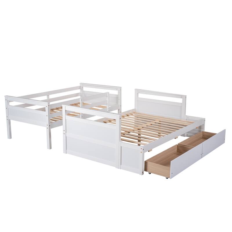 Twin Over Twin Wood Bunk Bed, Convertible Solid Wood Bunkbed Frame
