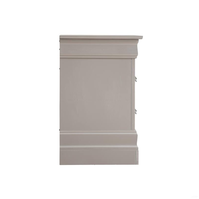 Elegant Silver Champagne Nightstand with Two Drawers, No Assembly Needed