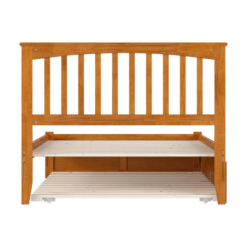 Solid Wood Platform Bed with Footboard & Trundle - Full Size Bed Frame