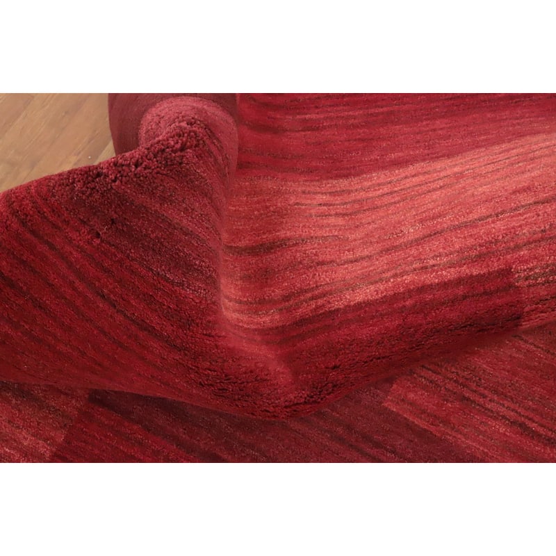 Hand Knotted Oriental 100% Wool Carpet Modern Geometric Red Gabbeh Area Rug - 7' 10'' X 5' 7''