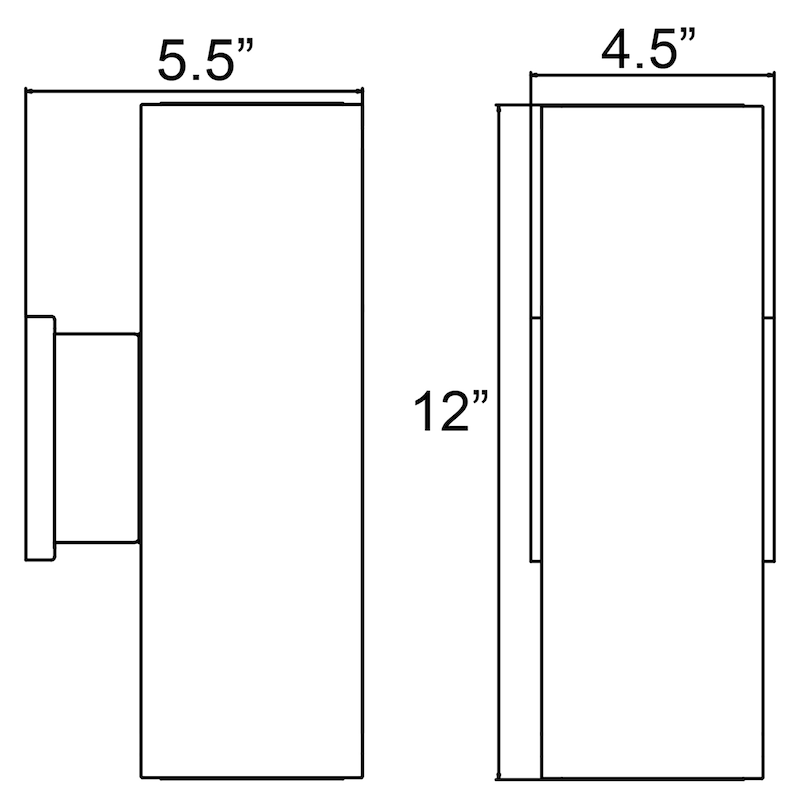 Access Lighting Bayside - LED Outdoor Square Cylinder Wall Fixture - Medium - Bronze Finish - Frosted Glass Diffuser