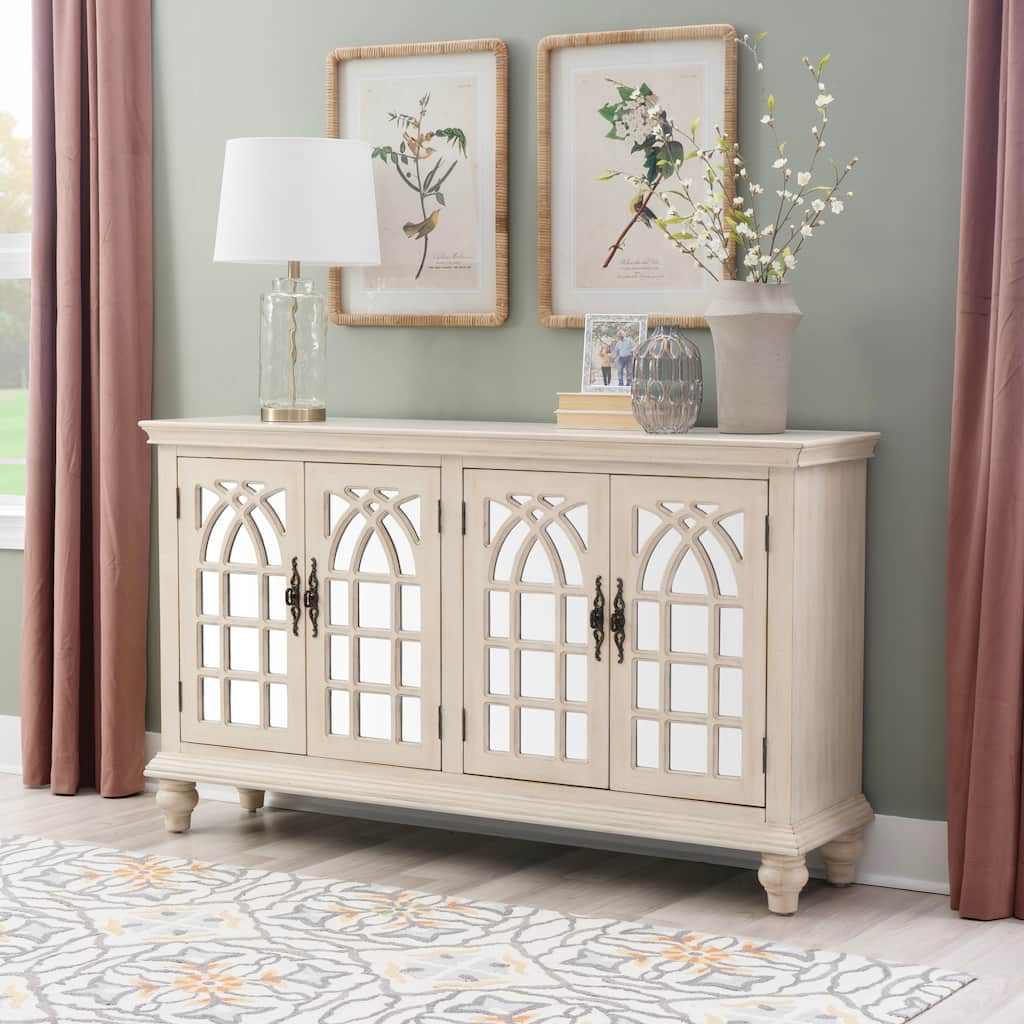 Berkshire 4 Door Mirrored Credenza Cream