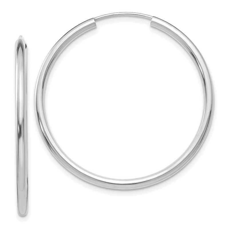 Curata 10k White Gold Polished Endless Hoop Earrings - 12mm - 56mm