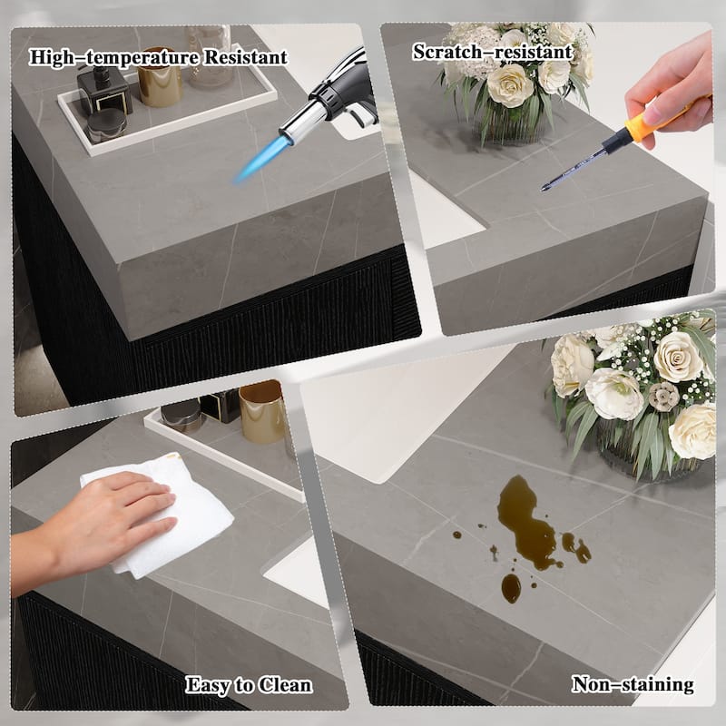 39.4 Inches Single Contemporary Floating Bathroom Vanity