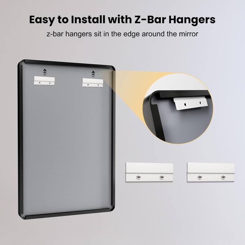 40x30 Inch Black Aluminium Frame Bathroom Mirror