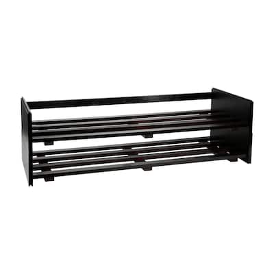 Organize It All 2 Tier Stackable Shoe Rack in Mahogany - 37.00 x 14.00 x 11.00