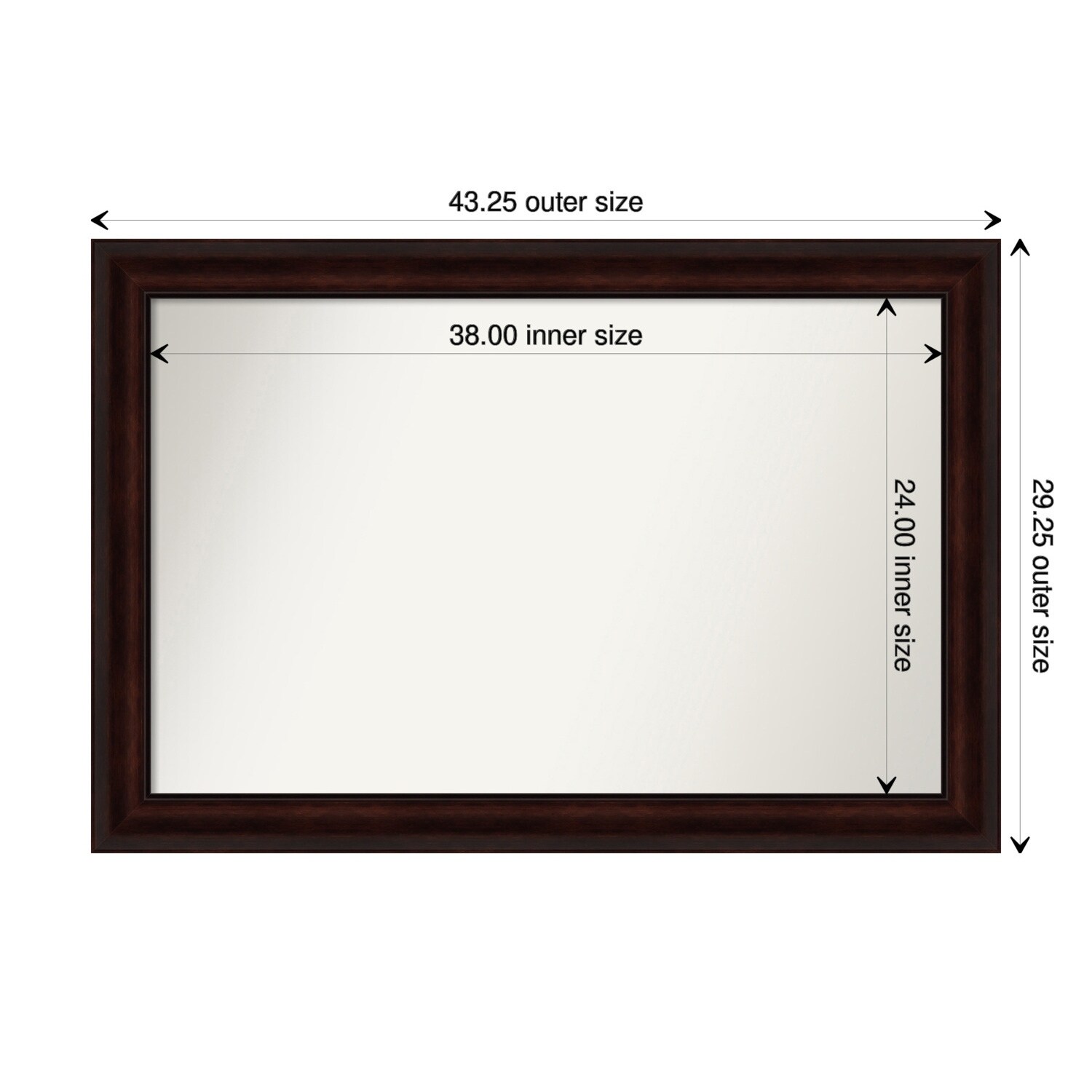 Coffee Bean Brown Framed Non-Beveled Custom Wall Mirror, Bathroom Vanity Mirror