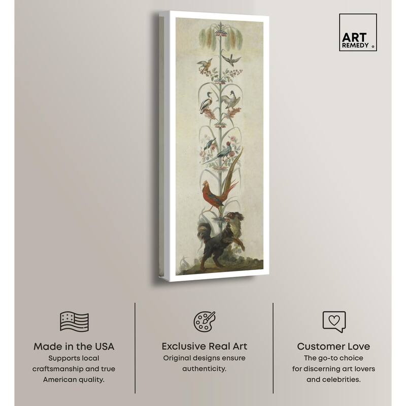 Birds and Flowers II Panoramic Canvas by Art Remedy, Gallery Wrapped