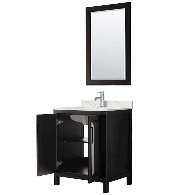 Daria 30-inch Single Vanity, Single Hole Quartz Top, 24-inch Mirror