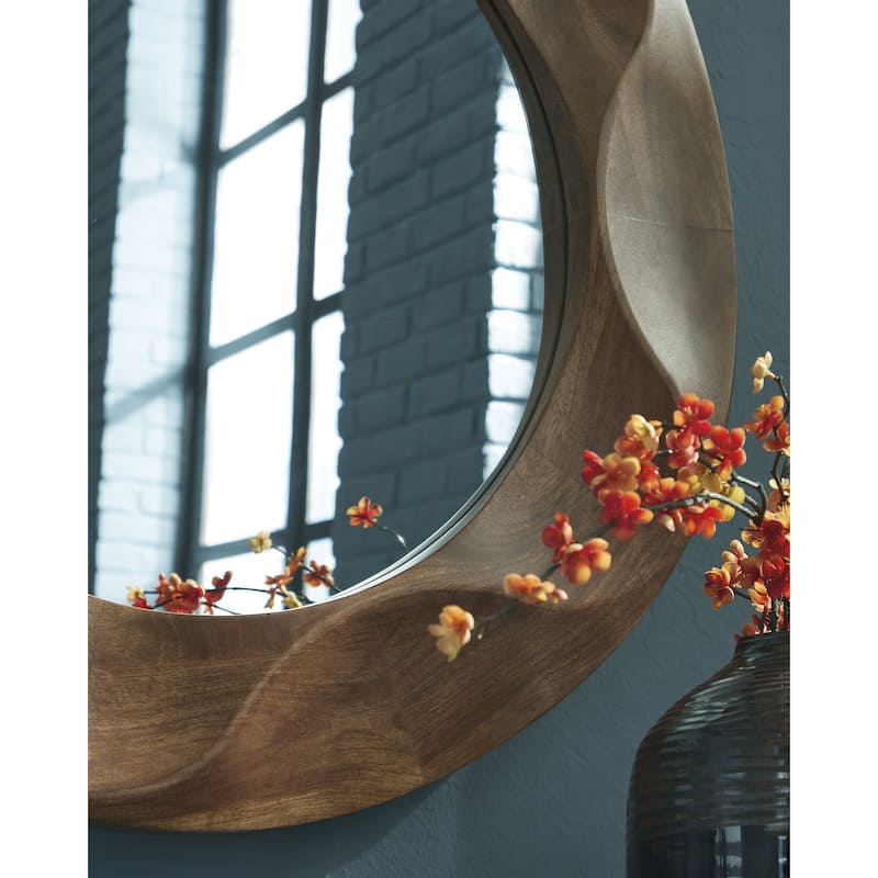 Signature Design by Ashley Aajon Brown Accent Mirror - 36" W x 3" D x 36" H