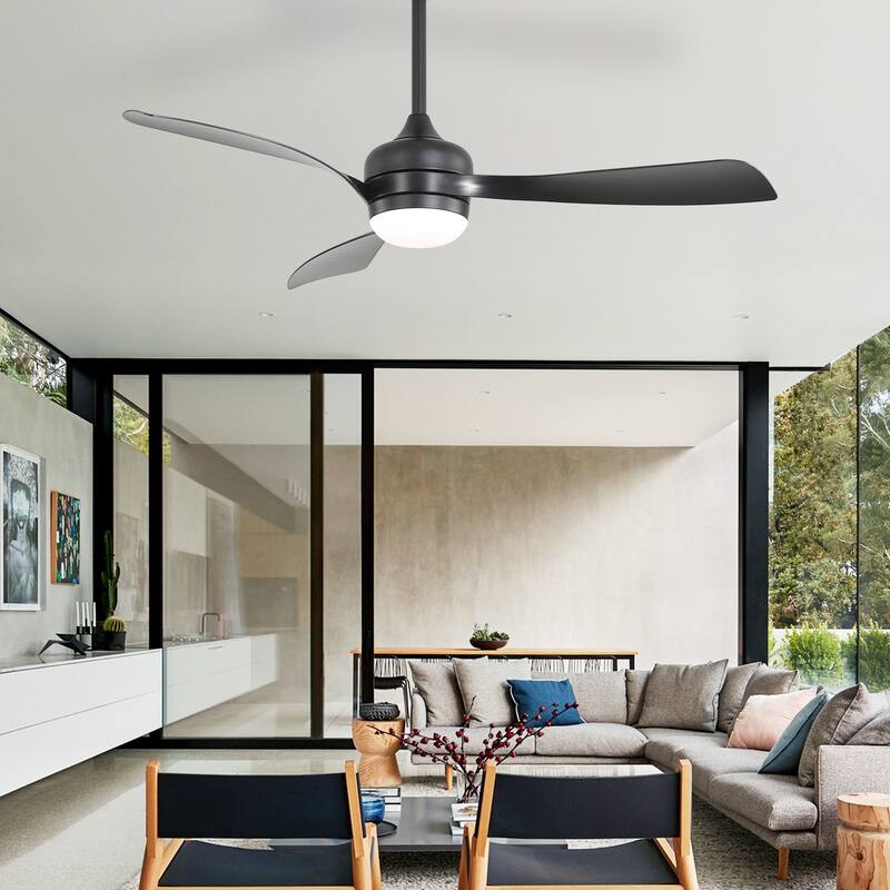 52" Smart Ceiling Fan with Light and Remote Control, 5 ABS Blades, LED Dimmable Optional