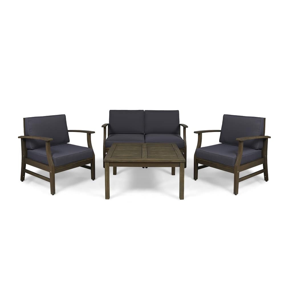 Perla Acacia 5-piece Chat Set with Cushions by Christopher Knight Home