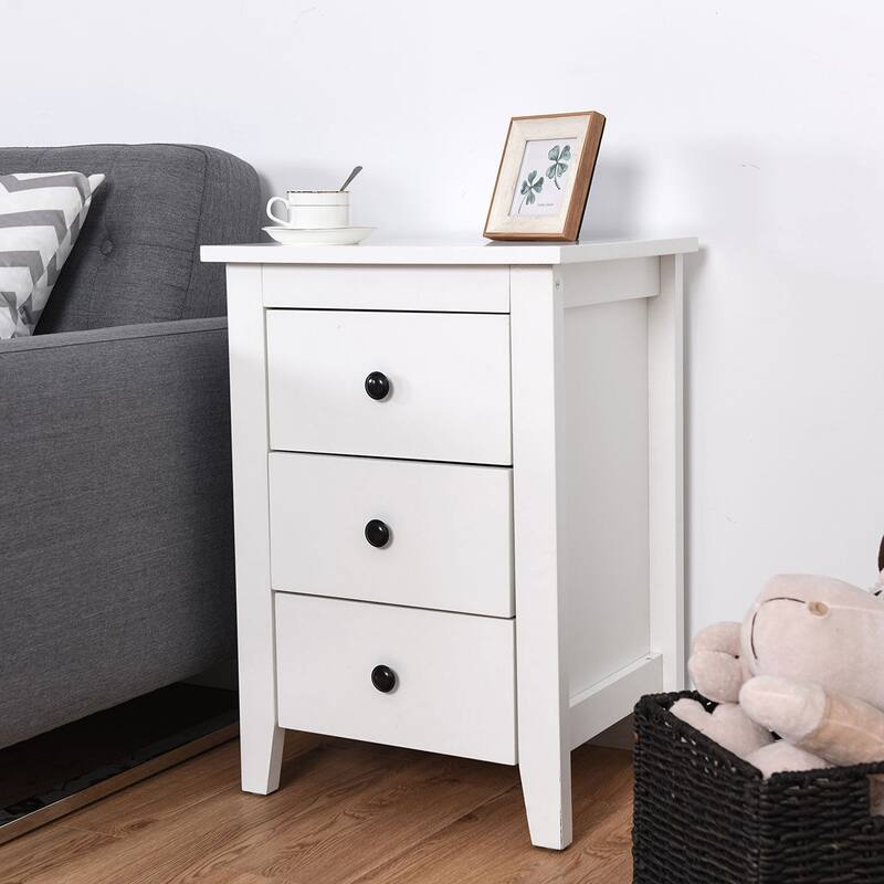 Costway 2PCS Nightstand End Beside Table Drawers Modern Storage