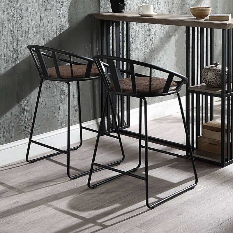 Set of 2 Upholstered Counter Height Chair in Black