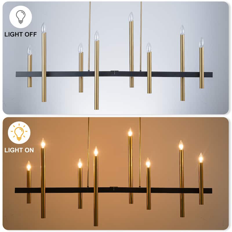 FTL 8-Light Linear Black and Gold Chandelier - N/A