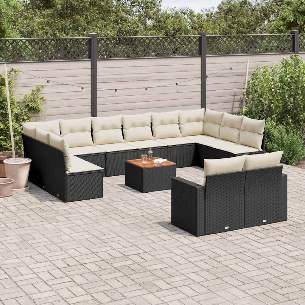 vidaXL Garden Sofa Set Black, Cream White - 135.4 x 67.7 x 33.5