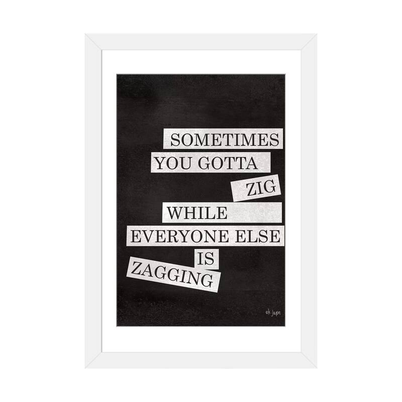 iCanvas "Sometimes You Gotta Zig" by Jaxn Blvd. - White - 24x16x1