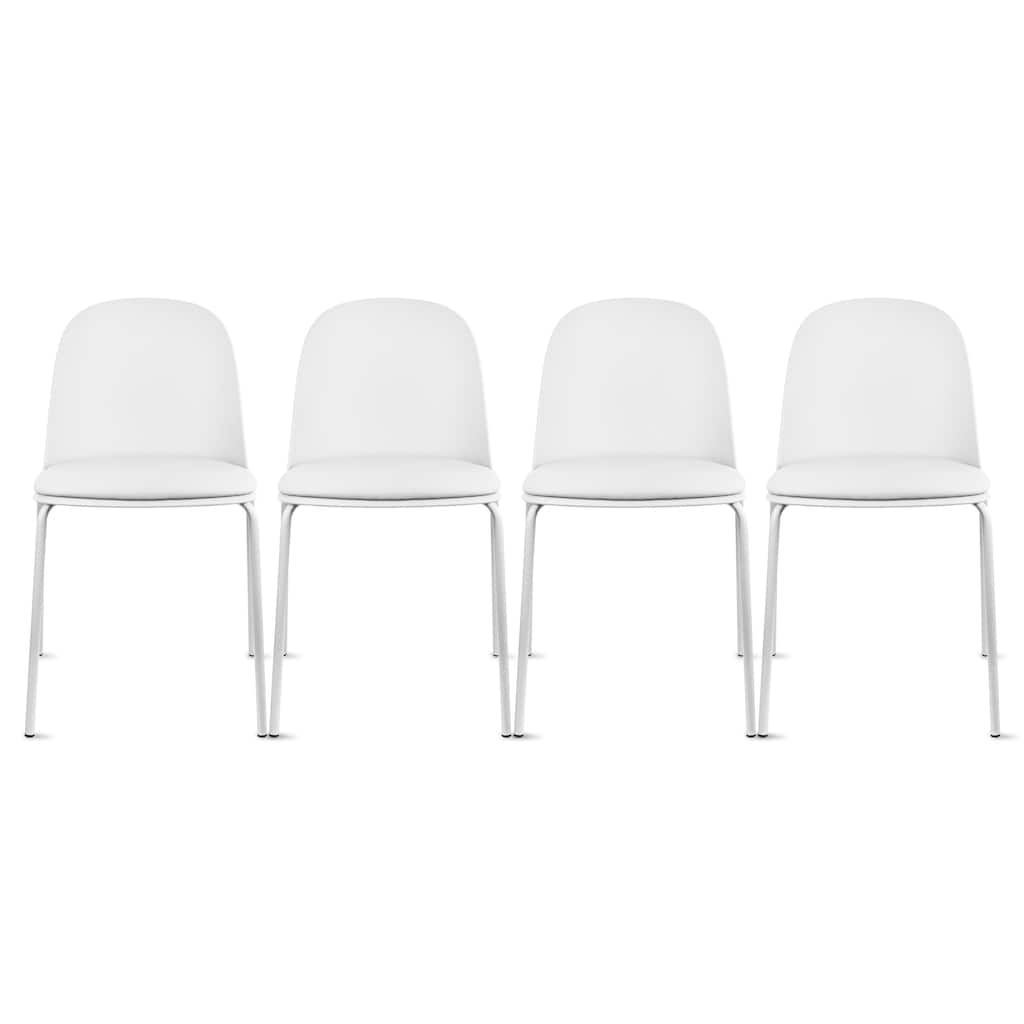 Set of 4 Plastic Dining Chairs Padded Seat Cushion For Kitchen Outdoor Patio Office Waiting Room Breakroom Guest