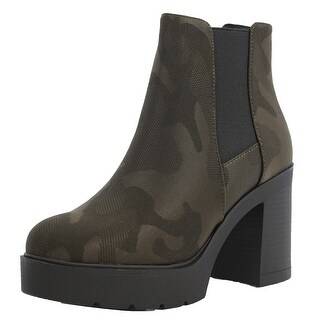 Shop Soda Women S Faux Suede Chelsea Lug Block Heel Ankle Boot Overstock 31288083