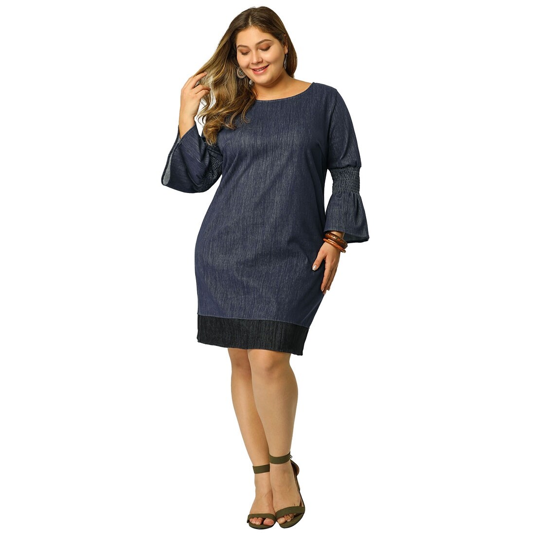 denim smock dress plus size