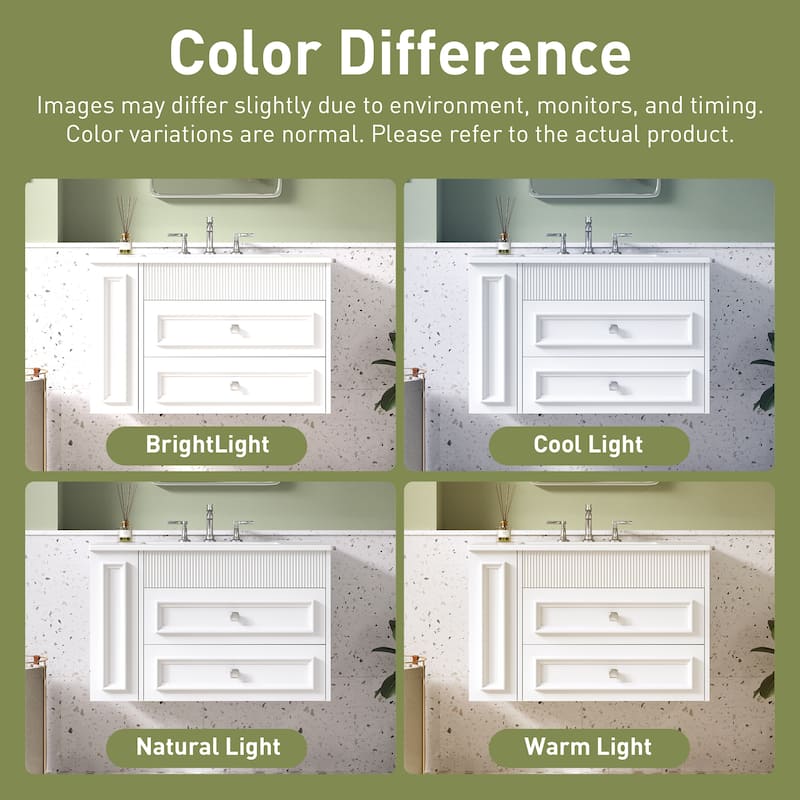 Roomfitters 30" Wall Mounted Bathroom Vanity with Ceramic Sink, Floating Storage Cabinet with Drawers