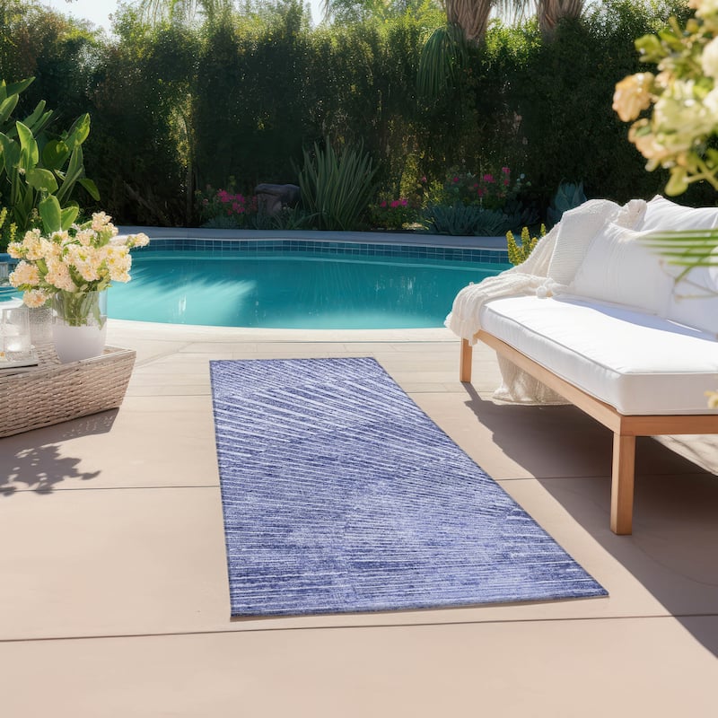 Machine Washable Indoor/ Outdoor Modern Fan Chantille ARug